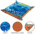 thumbnail image 3 of Women Girls Leather Square Dish Trinket Plate Jewelry Tray, Ocean Blue Crocodile Pattern Mothers Day Birthday Gift, 3 of 6