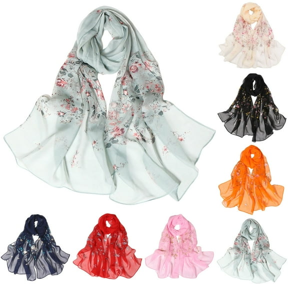 Women's Lightweight Floral Scarf Spring Sunscreen Fashion Shawl Wrap