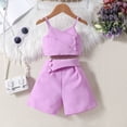 thumbnail image 2 of Coerni Toddler Baby Girl Summer Clothes Shorts Set 2PCS Ribbed Tank Top Camisole and Drawstring Short Bottoms Tracksuit, 2 of 9