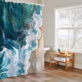 thumbnail image 6 of Teal Blue Shower Curtains for Bathroom, Gradient Sea Wave Abstract Ocean Beach Scenery Washable Fabric Shower Curtain with Hooks Waterproof Bathroom Decor Sets, 36 x 78 Inches, 6 of 9