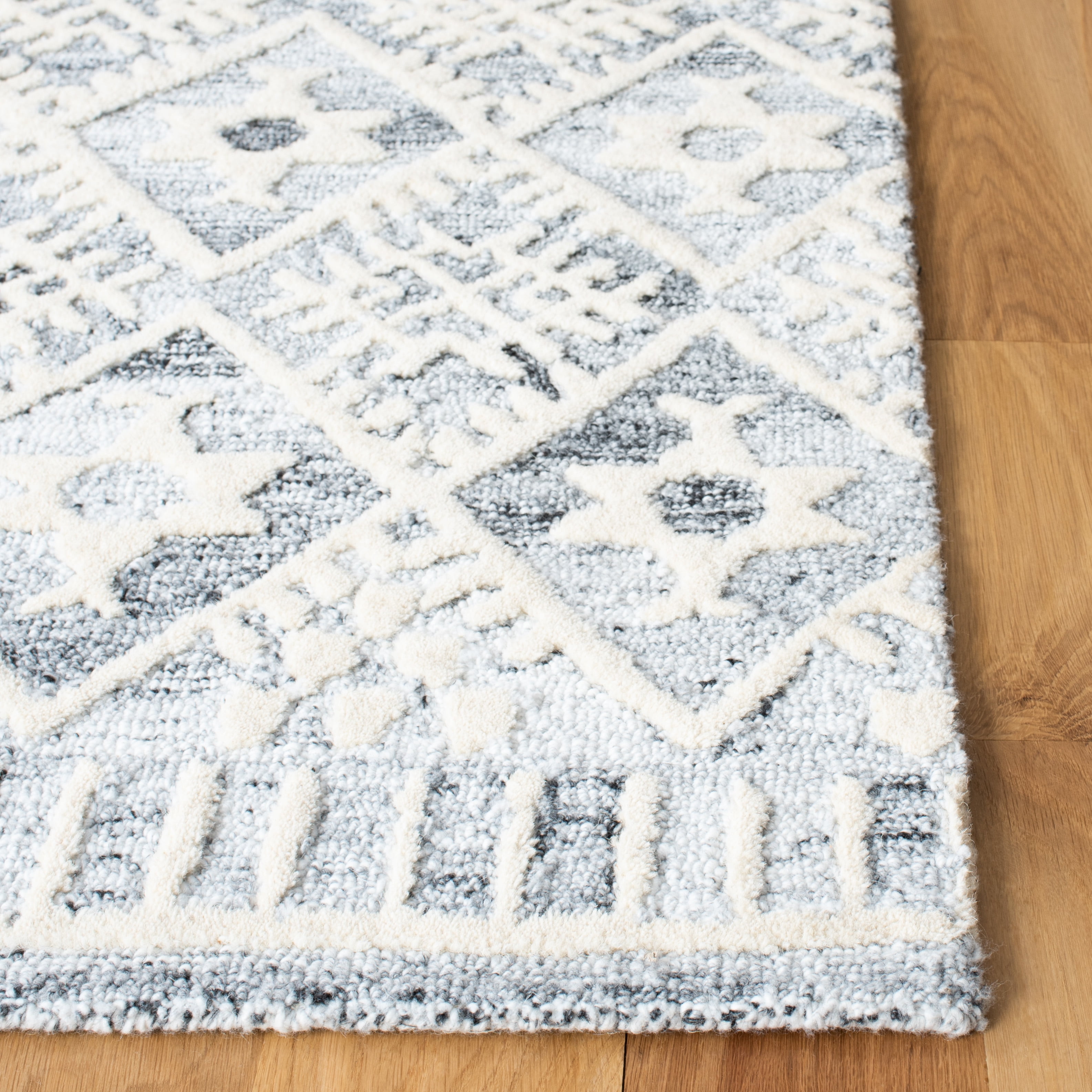 SAFAVIEH Roslyn Desi Geometric Area Rug, Grey/Ivory, 5' x 8'