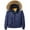 Blue, variant on Lovskoo 2024 Mens Winter Coats Bomber Quilted Jacket Long Sleeve Cotton Thickened Fleece Lined Detachable Hood Short Padded Baseball Jacket Blue