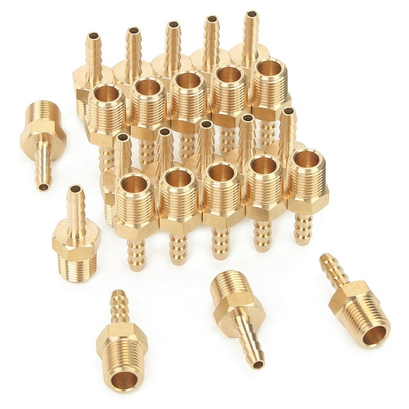 LTWFITTING Brass Barbed Fitting Coupler/Connector 1/8-Inch Hose Barb x 1/8-Inch Male NPT Vehicle Fuel System Heater System (Pack of 25)