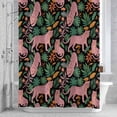 thumbnail image 3 of Pink Leopard Shower Curtain for Bathroom Decor, Green Palm Leaf Waterproof Fabric Shower Curtain, 36"x78" Set with 12 Hooks, 3 of 9