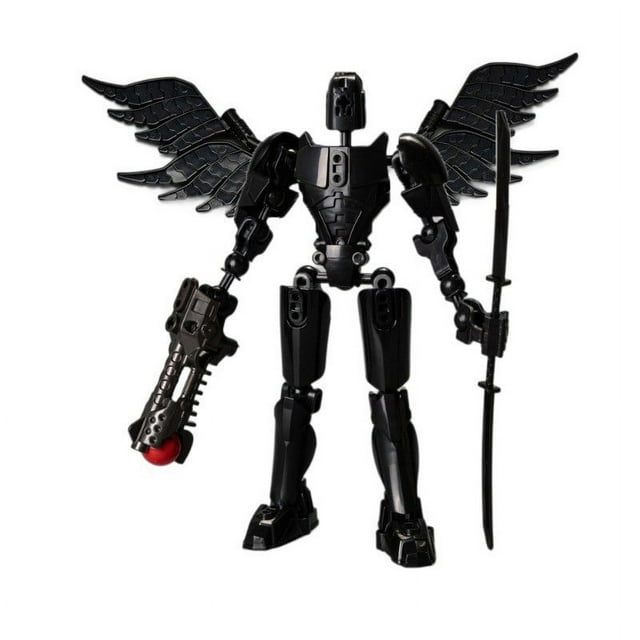Black Action Figure Robot Toy With 13 Movable Joints And Wings 3D Printed Model Kit For Diy Customization And Stress Relief 6 Inches Tall
