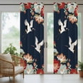 thumbnail image 5 of Outdoor Curtains for Patio Waterproof, Navy Blue Crane Outdoor Privacy Panels Grommet, Vintage Red Teal Spring Floral Botanical Blackout Outside Curtains for Porch/Cabana 54"x84", 1 Panel, 5 of 8