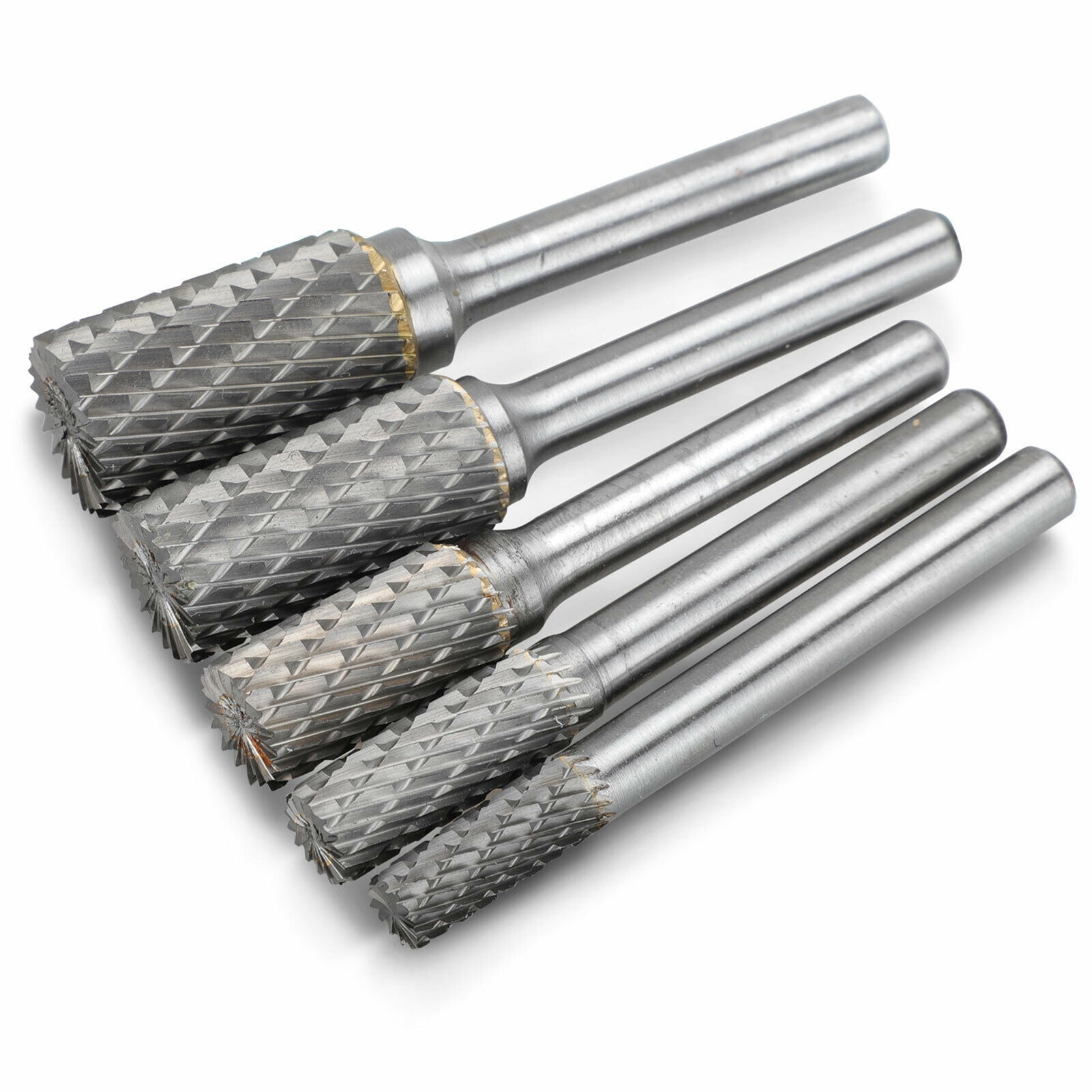 5pcs 1/4" Double Cut Tungsten Steel Carbide Rotary Burr Drill Grinder Shank Bit 