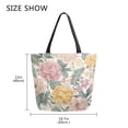 thumbnail image 5 of Open Top Canvas Tote Bag with Zipper Reusable Shopping Bag 13.5x15" Roomy Carryall Retro Plant Pattern, 5 of 9