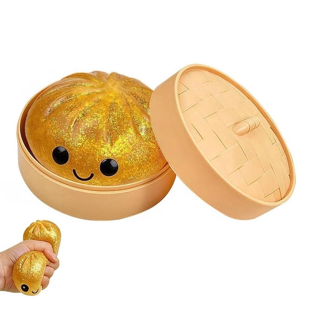 Colorido bollo al vapor juguete antiestrés aliviar el estrés y la ansiedad comida de imitación Fidget sensorial bollo juguetes regalos,Golden