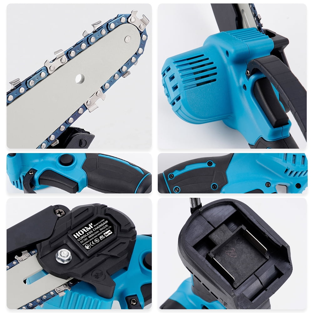 Hormy Mini Chainsaw Cordless 6 Inch with 2 Battery, Mini Power Chain Saw with Security Switch Handheld Small Chainsaw for Tree Trimming Wood Cutting