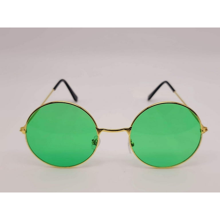 Vintage Big Round Spectacle Sunglasses Frame Fashion Hippie Green Color