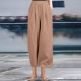 thumbnail image 2 of UAMVSH Women Wide Leg Cotton Linen Pants Casual Summer Lightweight Beach Pants with Pockets Baggy High Waist Palazzo Flowy Pants, 2 of 5
