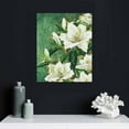 thumbnail image 5 of Nawypu   Flower Canvas Wall Art White Lily Floral on Green Picture Painting Giclee Print Artwork Framed Bedroom Bathroom Decorations Ready to Hang Each Panel, 5 of 5