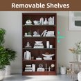thumbnail image 3 of WGYPRIME 5-Bookcase for Bedroom, Modern Freestanding Wooden Tall Bookshelf, Open Storage Shelves for Living Room, Home Office, Dinning Room, 3 of 8