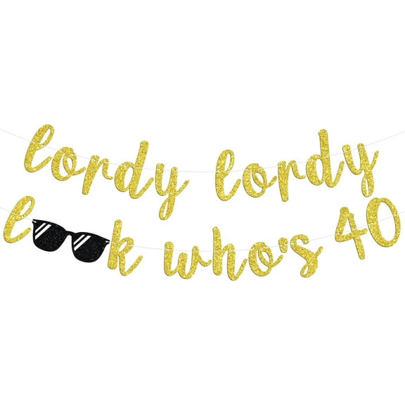 Lordy Lordy Look Who’s 40 Banner, Funny 40th Birthday Party Hanging Sign, Cheers to 40 Years/May the Forties Be With You, Women Men 40 Years Old Birthday Anniversary Party Backdrop Decorations