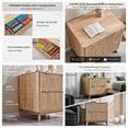 thumbnail image 4 of 2-Drawer File Cabinet, 31.8" Fluted Lateral File Cabinet with Hanging Rod for Letter, Legal, A4, Large Tabletop for Printer, Office Wood Printer Cabinet, Natural Oak, 4 of 6