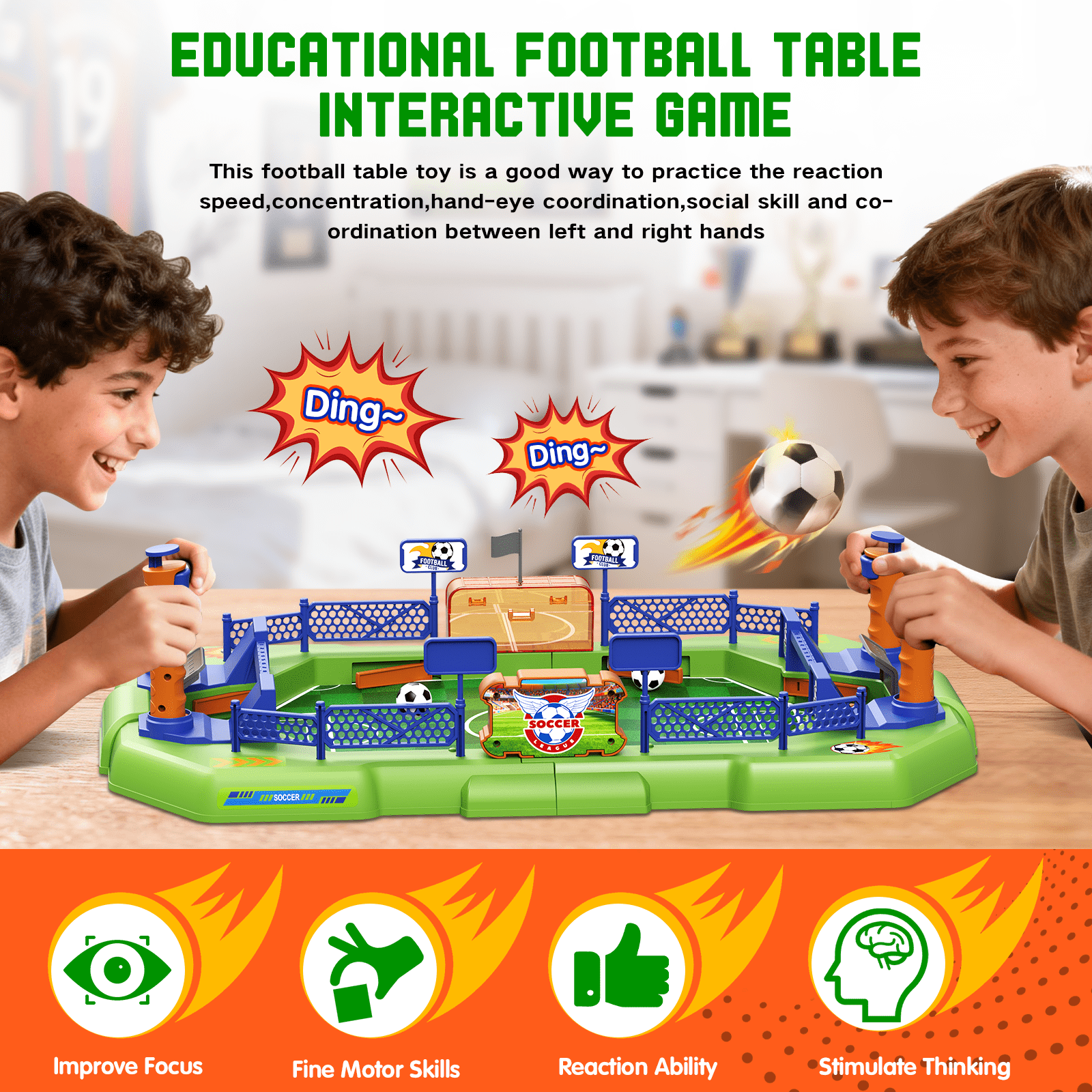 Aliex Mini Foosball Table Game for Kids – Soccer Board Game, Portable Tabletop Pinball Interactive Sports Game, Educational & Active Toy for Boys Girls Ages 3+