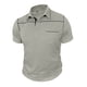 thumbnail image 4 of Blusa y camisa de manga corta con cuello vuelto para hombre, blusa de manga corta de color liso con botones y bolsillo y cuello vuelto, blusa de poliéster para hombre, 4 of 7