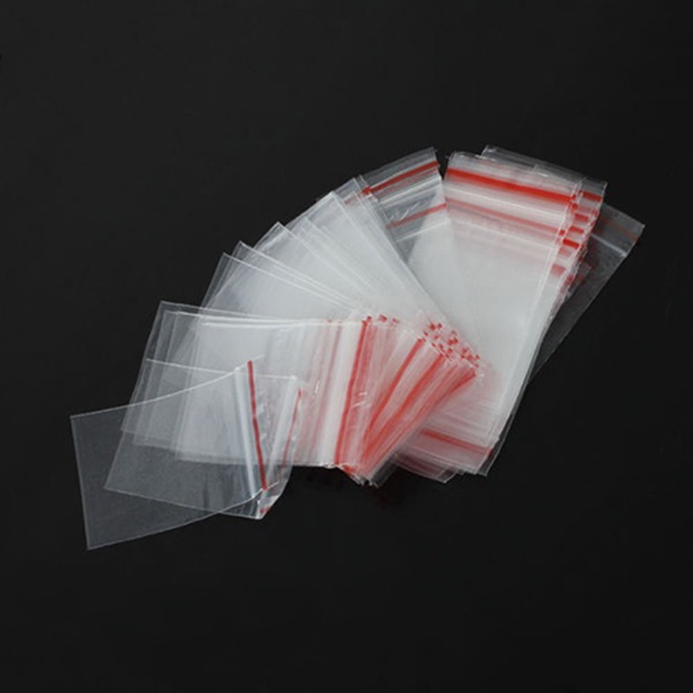 100Pcs Clear Grip Bag Self Press Seal Resealable Polythene Zip Lock Plastic Bags 