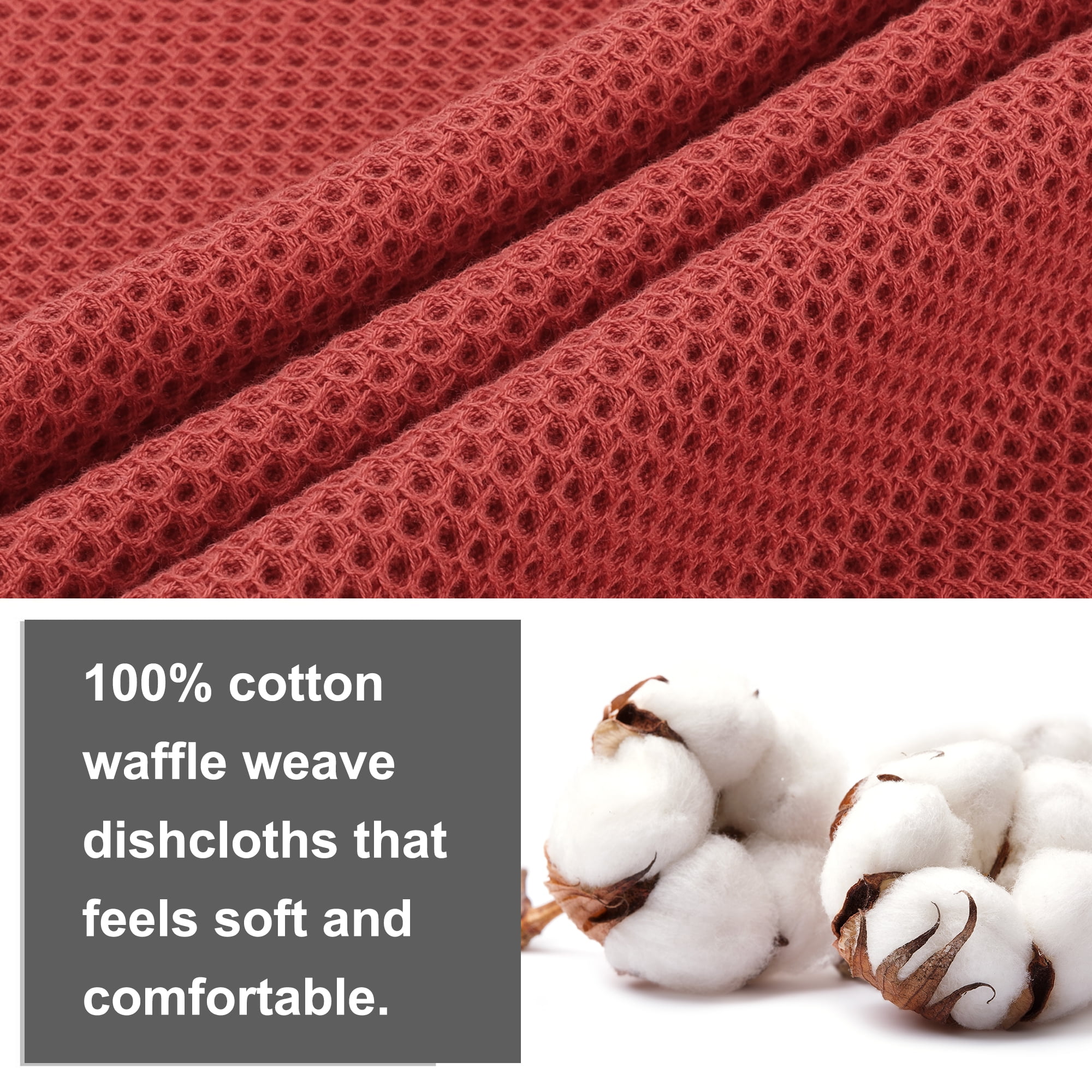 Unique Bargains 100% Cotton Waffle Kitchen Towels Dishcloths Set of 8 Mixed Color