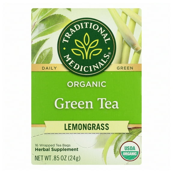 Pack of 6, Traditional Medicinals Green Tea Lemongrass, 16 bg - 0.85 oz