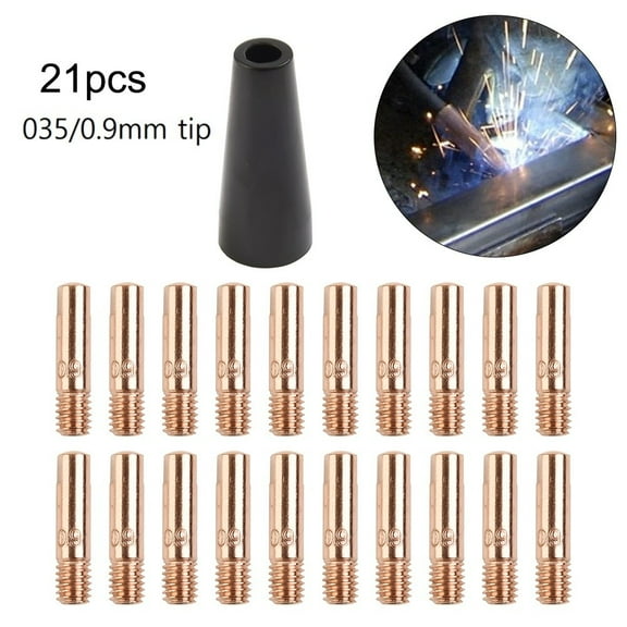 21 Pcs Gasless Flux Nozzle 035/0.9mm Tip Fit Easy-Flux 125A Welder FC90 MIG Nozzle Contact Tips Torch Welding Accessories