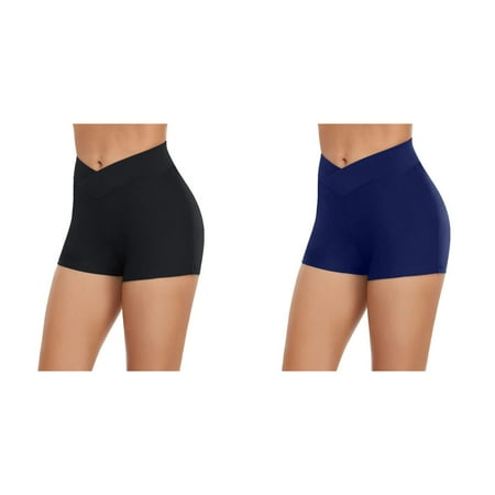 (2-Pack) 2025 New Women Buttons Running High athletic Swimsuits with Shorts Waist Bikini Bottoms Swim Women Swim Dress with Short Briefs Beach Shorts Swim Bikini Bottom Tankini Shorts
