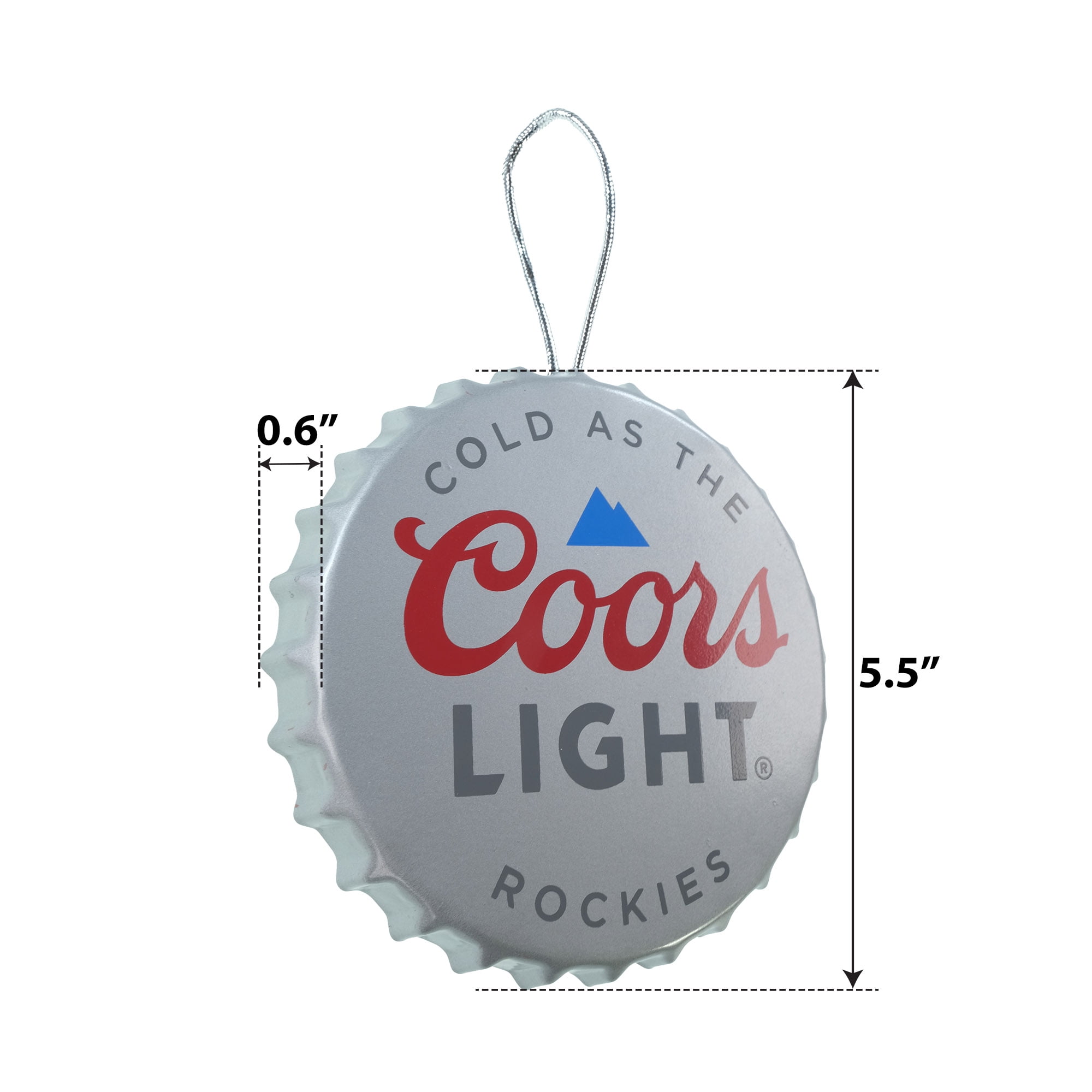 Coors Light Bottle Cap Metal Christmas Tree Ornament - 1 Count