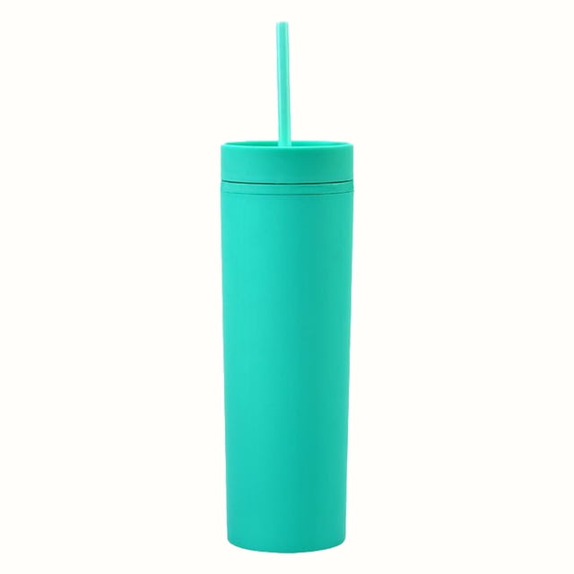 Tumbler with Lid And Straw Slim Plastic Tumbler - Double-Wall Insulated Cup with Lid for Coffee/Water (450Ml Travel Mug)Tumbler with Lid And Straw for Outside