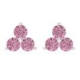 thumbnail image 3 of 14K Solid Gold Screw Back Stud Earrings for Women | 3 cttw Round Cut Simulated Pink Diamond | White Gold, 3 of 5
