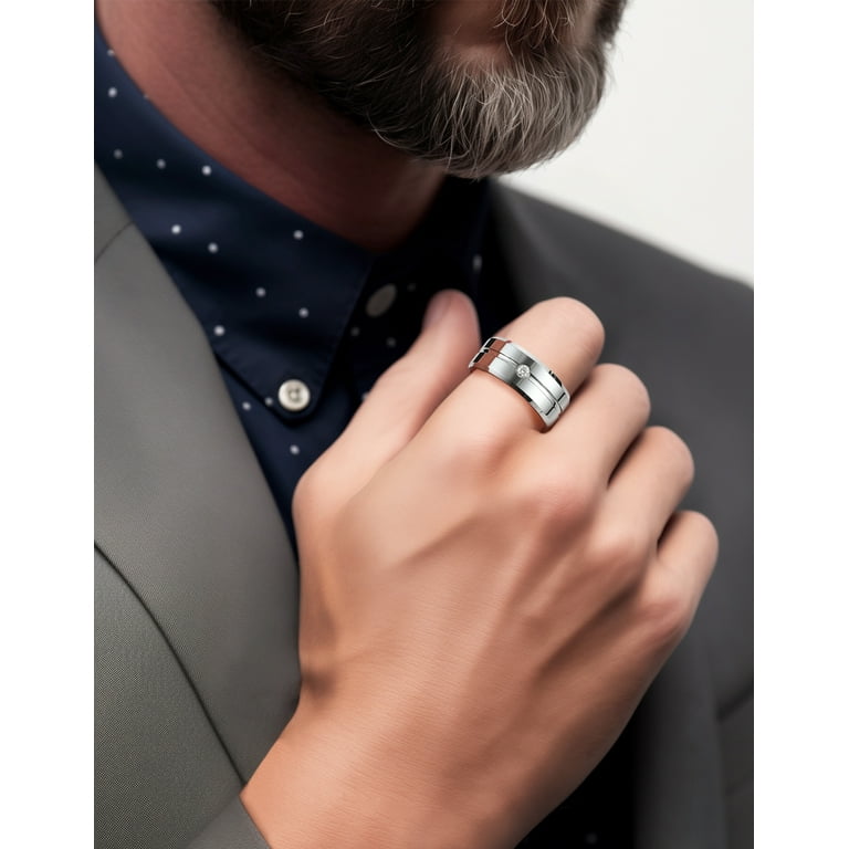 MomentWish Tungsten Ring for Men, Anniversary Day Gift for Him