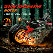 Electric Scooter for Adults,Top Speed 30MPH ,48V 13AH 25Miles Range 1200W Electric Scooter for Adults,Top Speed 28MPH Fas Commuting E-Scooter with 11Off Road Tires, Full Suspension