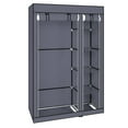 thumbnail image 3 of Wardrobe Storage Closet Portable Clothes Standing Shelves Organizer Non-Woven Fabric Rack DIY Armoire Storage with Hanging Rods, 3 of 7