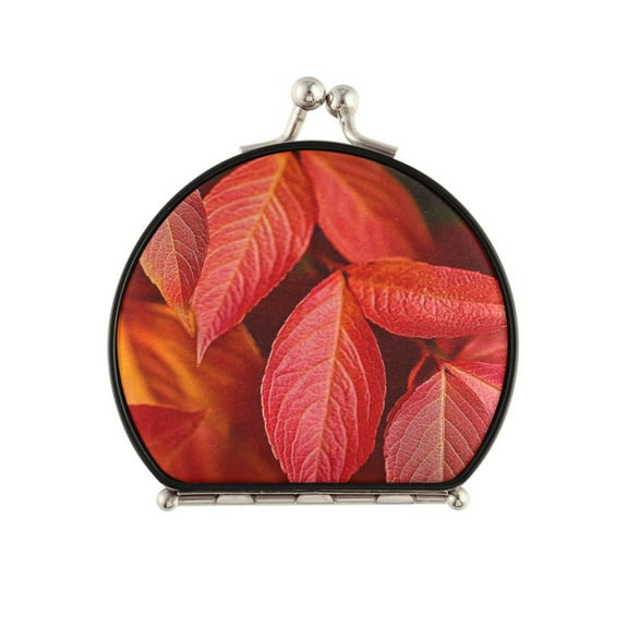 Portable Makeup Mirror Travel Mirror Compact Folding Mirrors Small for Women Beauty Accessories Red Autumn Leaves Vibrant