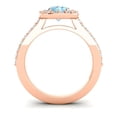 thumbnail image 4 of Diamond-Capitals 1.35 Ct Stylish Natural Diamond Aquamarine Gemstone Bridal Ring for Women 14K Rose Gold Size 6, 4 of 8