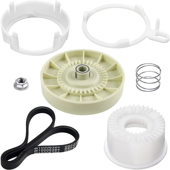 W10721967 Washer Pulley Clutch Kit & W10006384 Drive Belt - Compatible for Whirlpool Kenmore Maytag washing machine Replaces PS10057144 W10006354 W10006356 W10239973 WTW5000DW1