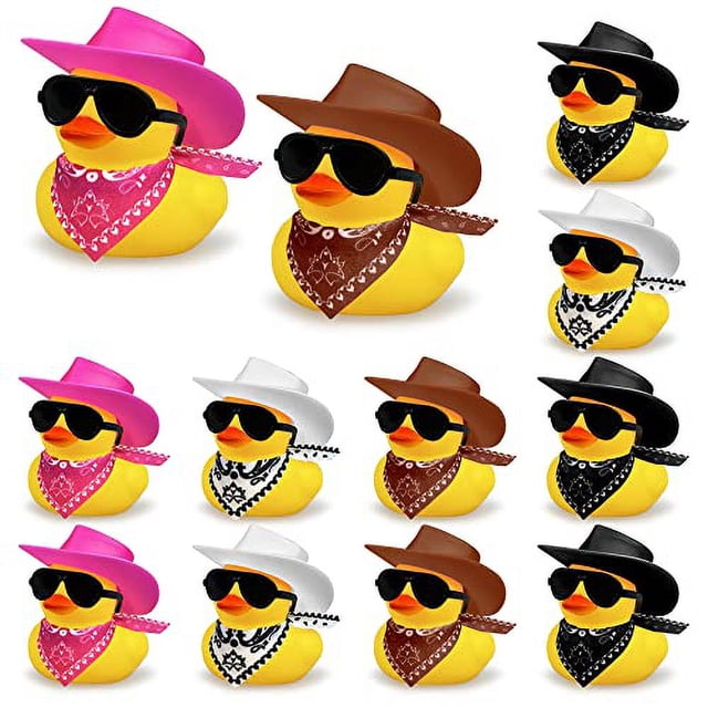 Set de 12 Mini Cowboy Duckies HAVAGDTM con sombrero y gafas de sol color