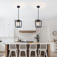2 Pack Pendant Lights Kitchen Island, Black Farmhouse Lantern Pendant