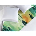 thumbnail image 2 of Forest Bed Runner, Vintage Looking Foggy Jungle Landscape Drawing Watercolor Artwork, Decorative Accent Bedding Scarf for Hotels Homes & Guest Rooms, King, Fern Green and Laurel Green, by Ambesonne, 2 of 3