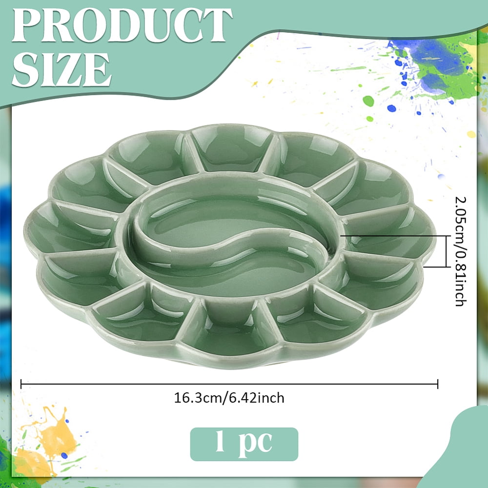 1Pc Porcelain Watercolor Oil Palette Paint Drawing Supplies Flower Medium Aquamarine 155x20mm diy