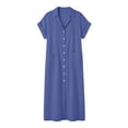 thumbnail image 7 of ClodeEU Women's V Neck Short Sleeve Button Down Maxi Dress,Casual Loose Dress with Front Slit Blue,Women's Plus L, 7 of 7