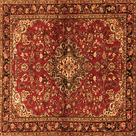 Ahgly Company Indoor Square Persian Orange Traditional Area Rugs, 7' Square