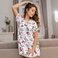 thumbnail image 6 of Bixox Valentine's Day gnomes Pattern Women's Nightgown, Soft & Breathable Sleepwear, Round Neck Knee-Length Pajama Dress,Loungewear for Home & Sleep, 6 of 7