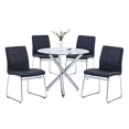 thumbnail image 2 of SICOTAS 5 Piece Round Dining Table Set, Modern Kitchen Table and Chairs for 4 Person,Dining Room Table Set with Clear Tempered Glass Top, Dining Set for Dining Room Kitchen (Table + 4 Black Chairs), 2 of 5