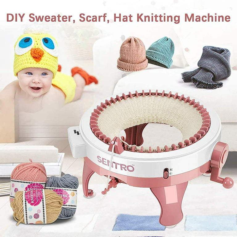 Smart Weaving Loom Knitting Machine Kit for Adults & Kids, 48 Needles,  Round Loom with Row Counter, Crochet & Weaving Tool for Socks, Hats, Scarves