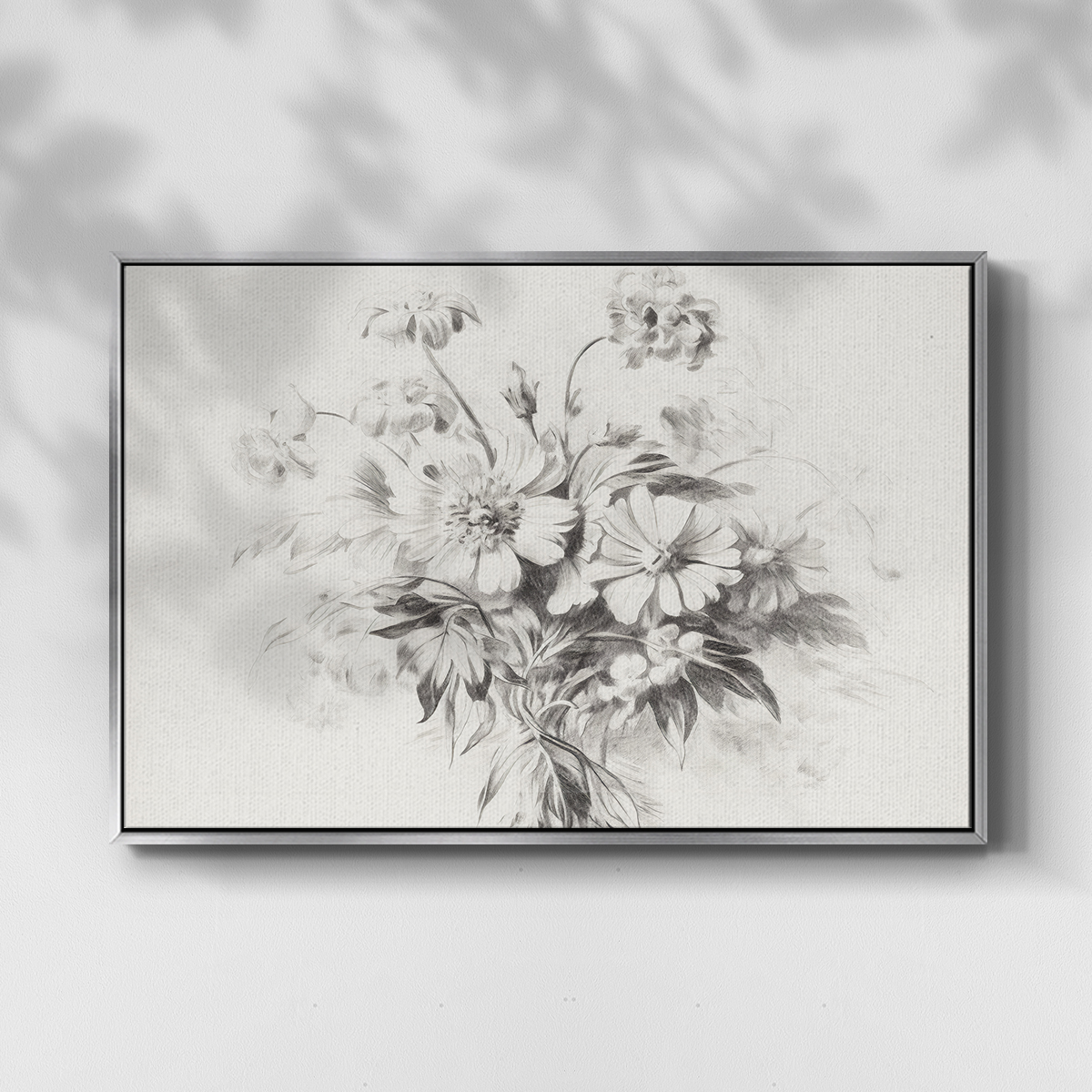 Vintage Sketch-II By Wexford Home Framed in Silver Wood Gallery Wrapped Canvas 27 in. x 41 in.