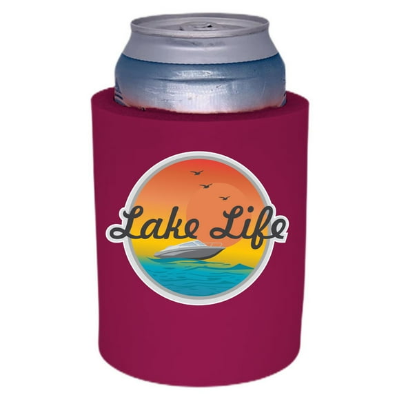 Lake Life Thick Foam Old School Can Coolie (Fuchsia)