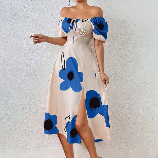 Styesk Robes pour Femmes Dames Décontractées Style Vacances Robe Imprimée Robe de Plage