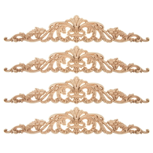 Miangastore 4 Pcs Appliques de Porte Sculptées en Bois pour Décoration de Meubles