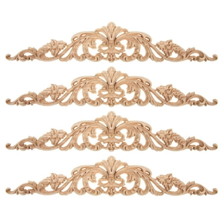 

4pcs Household Door Carved Appliques Wood Carving Decals Furniture Layout Decors